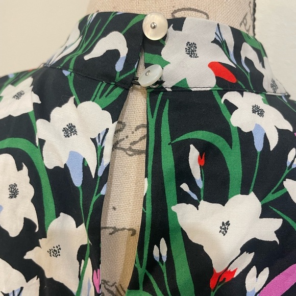 Veronica Beard Sol Floral Flutter Sleeve Cotton Top Size 6 - Picture 3 of 12
